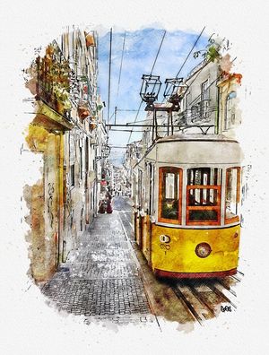 BONDINHO LISBOA SKETCH AQUARELA