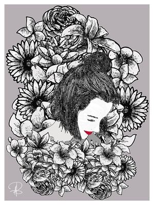 GIRL ON FLOWERS