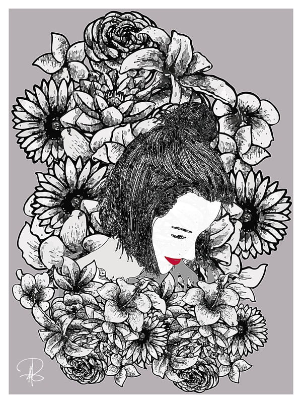 GIRL ON FLOWERS