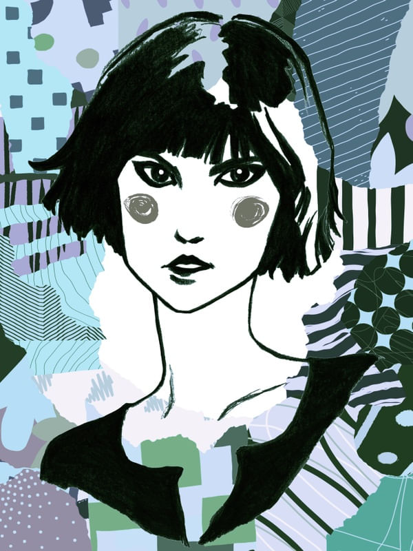 CLOWN GIRL 6, COLORIDO SKETCH MULHER MODERNO ANIME POPART ILUSTRAÇÃO