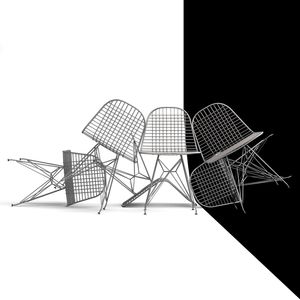 COMPOSIÇÃO ABSTRATA COM CADEIRA ARAMADA EAMES