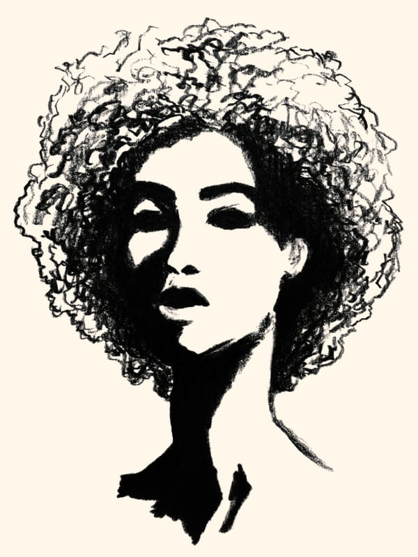 WOMAN 2, PRETO E BEGE MULHER RETRATO CARA ELEGANTE SKETCH