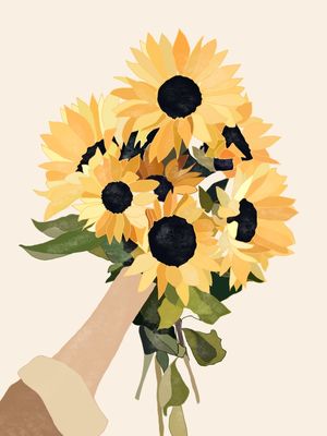 HAND HOLDING SUNFLOWERS