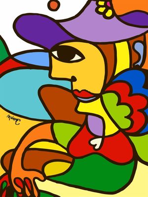 MUJER SENTADA CON SOMBRERO DE PABLO PICASSO, POR MARCELO URIZAR