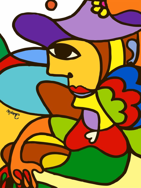 MUJER SENTADA CON SOMBRERO DE PABLO PICASSO, POR MARCELO URIZAR