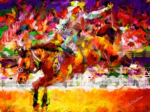 COWBOY E SEU CAVALO - ARTE ABSTRATA