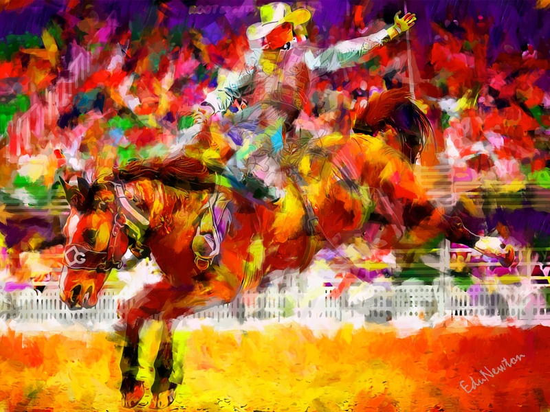 COWBOY E SEU CAVALO - ARTE ABSTRATA