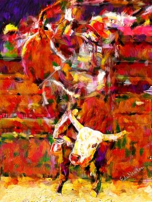 O COWBOY E O TOURO - ARTE ABSTRATA