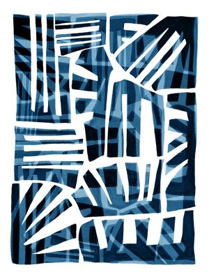 TAKING SHAPE, INDIGO AZUL RETRATO ABSTRATO MODERNO MINIMALISTA FORMAS SKETCH