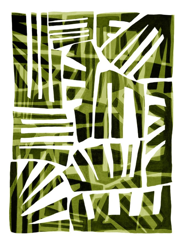 TAKING SHAPE, SELVA VERDE RETRATO ABSTRATO MODERNO MINIMALISTA FORMAS SKETCH