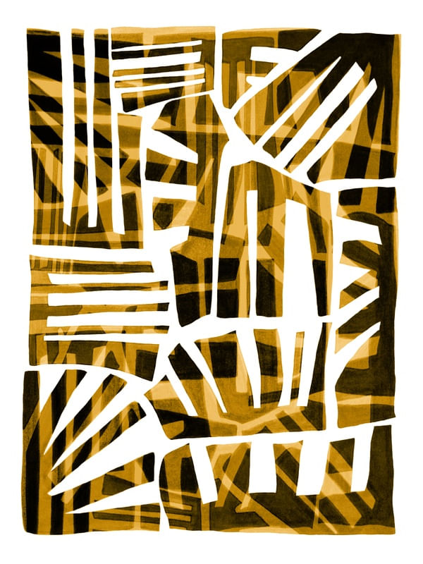 TAKING SHAPE, AMARELO MOSTARDA RETRATO ABSTRATO MODERNO MINIMALISTA FORMAS SKETCH
