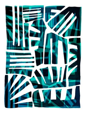 TAKING SHAPE, CERCETA VERDE AZUL RETRATO ABSTRATO MODERNO MINIMALISTA FORMAS SKETCH