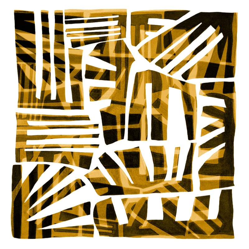 TAKING SHAPE, AMARELO MOSTARDA QUADRADO ABSTRATO MODERNO MINIMALISTA FORMAS SKETCH