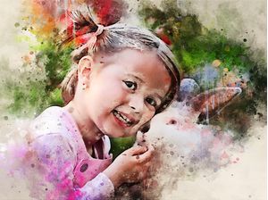 AQUARELA MENINA E O COELHO