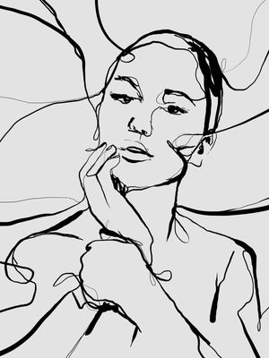ROSTO MULHER LINHAS ABSTRATAS II - DÍPTICO