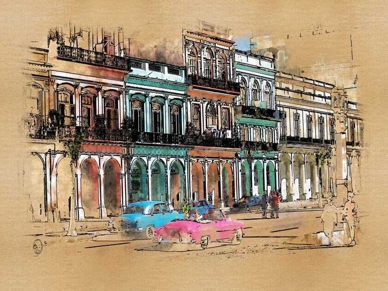 VINTAGE AQUARELA CIDADE ANTIGA