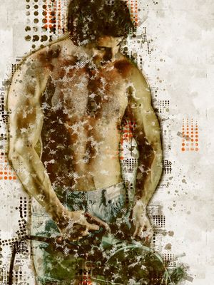 ABSTRATO FIGURATIVO HOMEM COM MÁQUINA