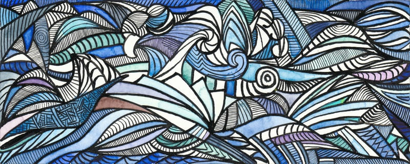 DOODLE GEOMÉTRICO E ABSTRATO AZUL