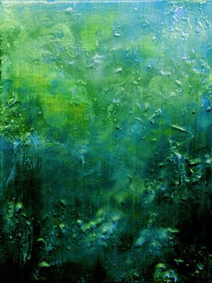 FAR BELOW 3, LIMAO VERDE AGUA OCEANO ABSTRATO PINTURA