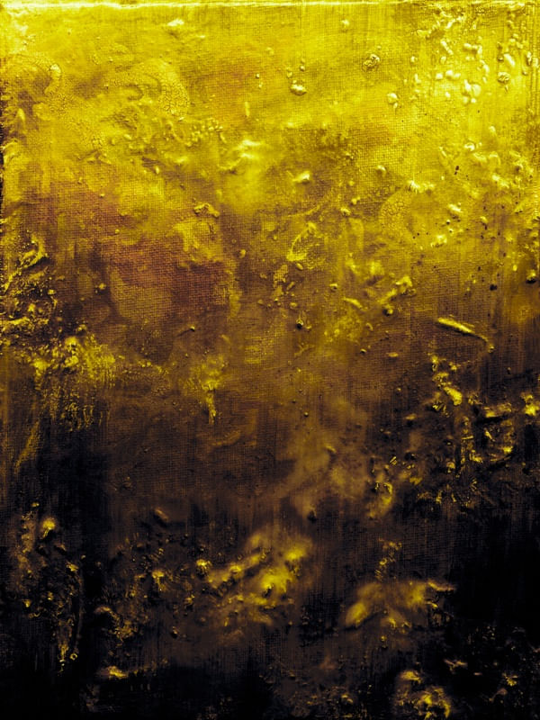 FAR BELOW 5, AMARELO MARROM OCEANO ABSTRATO PINTURA