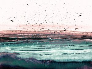 MARSHLANDS 3, ABSTRATO CAMPO PAISAGEM PANORAMA ELEGANTE AGUARELA PINTURA