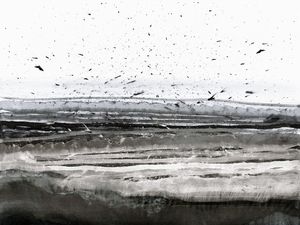 MARSHLANDS 6, ABSTRATO CAMPO PAISAGEM PANORAMA ELEGANTE AGUARELA PINTURA