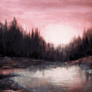 WOODLAND ECHOES MUTED 2, ARVORES FLORESTA QUADRADO NATUREZA PINTURA