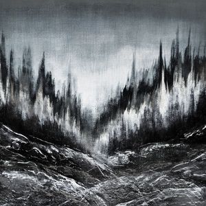 WOODLAND SECRETS 8, PRETO E BRANCO CINZA ARVORES FLORESTA NATUREZA PINTURA