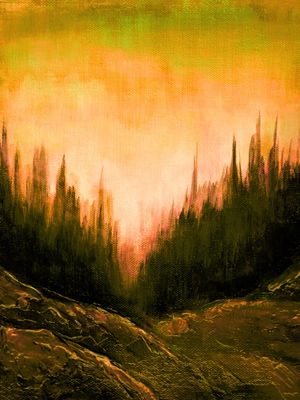 WOODLAND RAMBLES BOLD 4, FLORESTA ARVORES COLORIDO NATUREZA PAISAGEM PINTURA