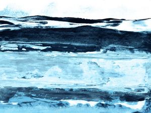 OCEAN LANDSCAPE 2, BLUE HORIZONTAL AZUL OCEANO ABSTRATO PAISAGEM PINTURA