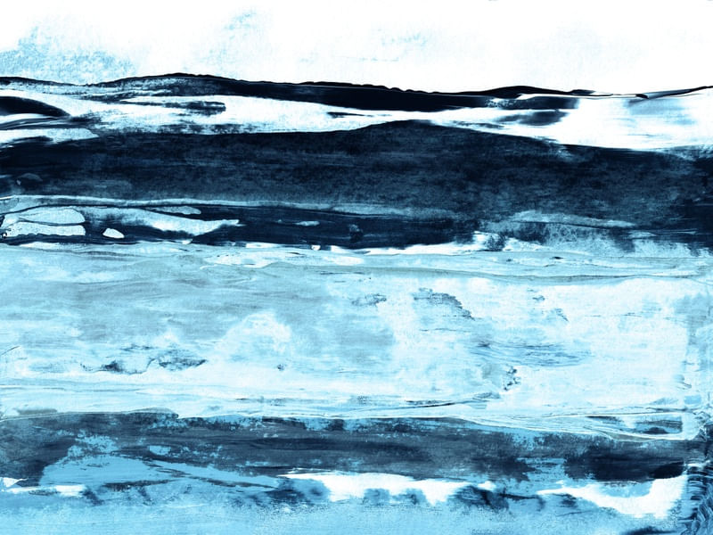 OCEAN LANDSCAPE 2, BLUE HORIZONTAL AZUL OCEANO ABSTRATO PAISAGEM PINTURA