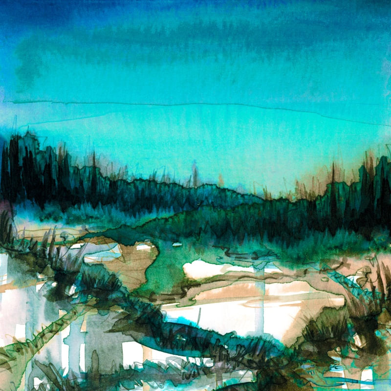NATURE REIGNS SUPREME 1, AGUA TURQUESA VERDE FLORESTA ARVORES NATUREZA PINTURA