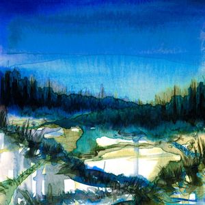 NATURE REIGNS SUPREME 2, AZUL VERDE VERDE FLORESTA ARVORES NATUREZA PINTURA