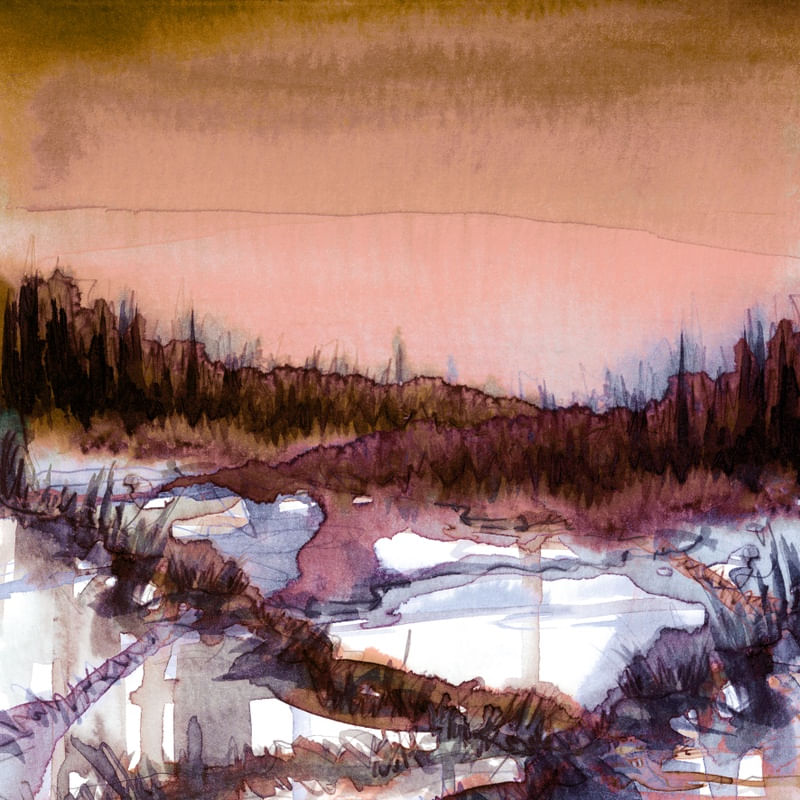 NATURE REIGNS SUPREME 4, LARANJA MARROM BORGONHA FLORESTA ARVORES NATUREZA PINTURA