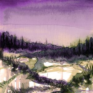 NATURE REIGNS SUPREME 5, ROXO TOLET VERDE FLORESTA ARVORES NATUREZA PINTURA