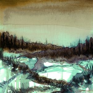 NATURE REIGNS SUPREME 6, BEGE MARROM MENTA VERDE FLORESTA ARVORES NATUREZA PINTURA