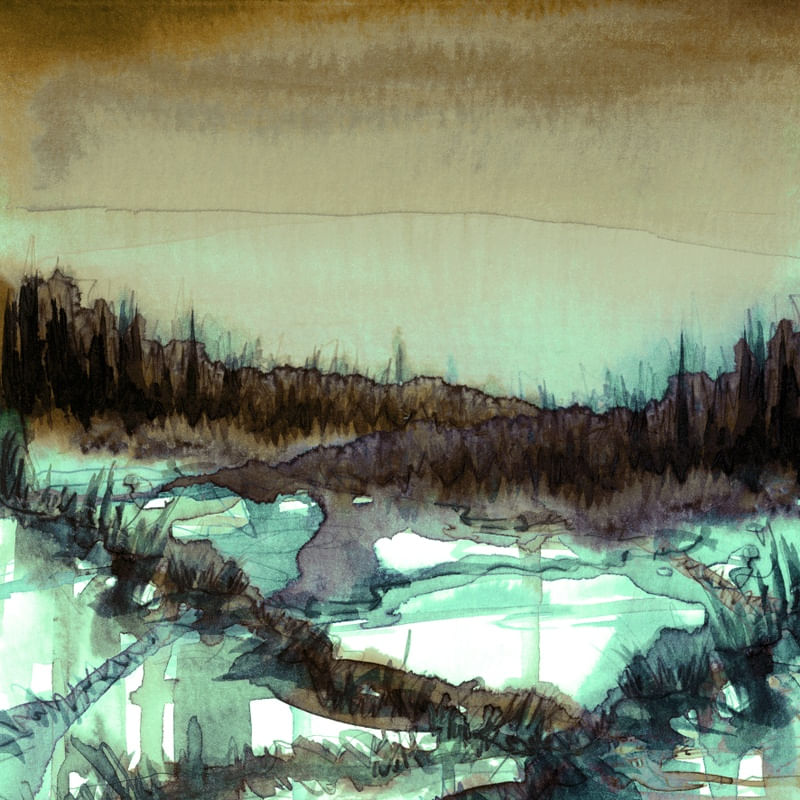 NATURE REIGNS SUPREME 6, BEGE MARROM MENTA VERDE FLORESTA ARVORES NATUREZA PINTURA