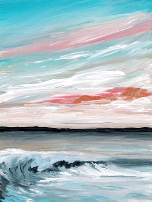 FAIR WINDS AND FOLLOWING SEAS 1, COSTEIRO PAISAGEM DE PRAIA OCEANO ONDAS PINTURA