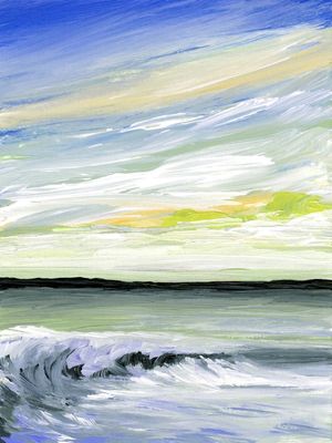 FAIR WINDS AND FOLLOWING SEAS 2, COSTEIRO PAISAGEM DE PRAIA OCEANO ONDAS PINTURA