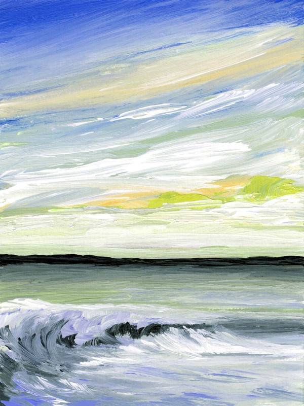 FAIR WINDS AND FOLLOWING SEAS 2, COSTEIRO PAISAGEM DE PRAIA OCEANO ONDAS PINTURA