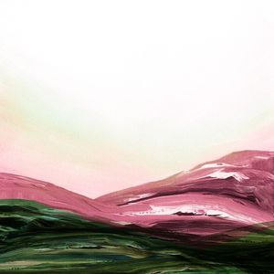 THE VIEW FROM UP HERE 2, ROSA VERDE MINIMALISTA MONTANHAS PAISAGEM PINTURA