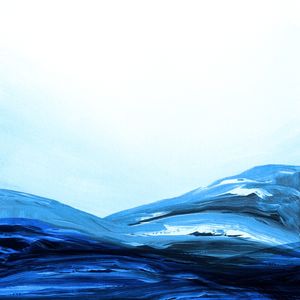 THE VIEW FROM UP HERE 4, AZUL COBALTO INDIGO MINIMALISTA OCEANO ONDAS COSTEIRO PAISAGEM PINTURA