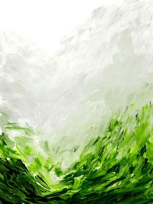 CRASH INTO ME 4, VERDE CINZA ONDAS OCEANO ABSTRATO COSTEIRO PINTURA