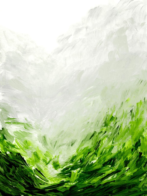 CRASH INTO ME 4, VERDE CINZA ONDAS OCEANO ABSTRATO COSTEIRO PINTURA
