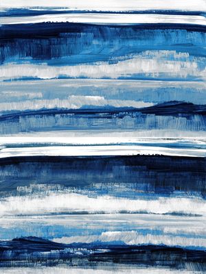 TOUCH AND GO 9, INDIGO AZUL OCEANO MODERNO PINTURA PINCELADAS LINHAS