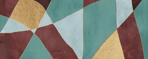ABSTRATO VERDE MARROM E DOURADO - PANORÂMICO