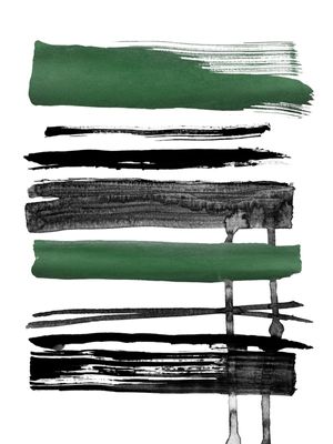 CHROMA STROKES 7, ESMERALDA VERDE PRETO E BRANCO MODERNO LINHAS PINTURA