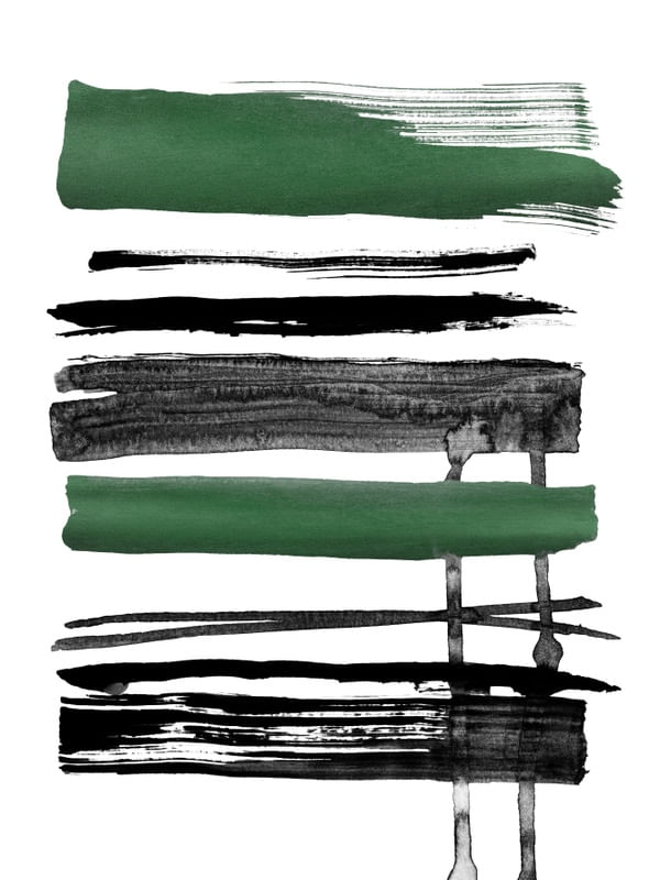 CHROMA STROKES 7, ESMERALDA VERDE PRETO E BRANCO MODERNO LINHAS PINTURA