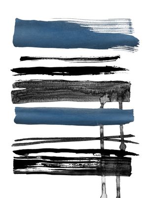 CHROMA STROKES 9, INDIGO AZUL PRETO E BRANCO MODERNO LINHAS PINTURA