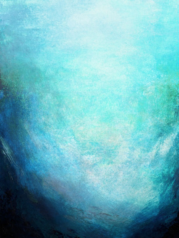 SPINDRIFT 1, TURQUESA AZUL MODERNO OCEANO ABSTRATO COLORIDO PINTURA